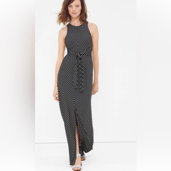 White House Black Market Dresses & Skirts - White House Black Market Black Stripe Maxi Dress Sz L